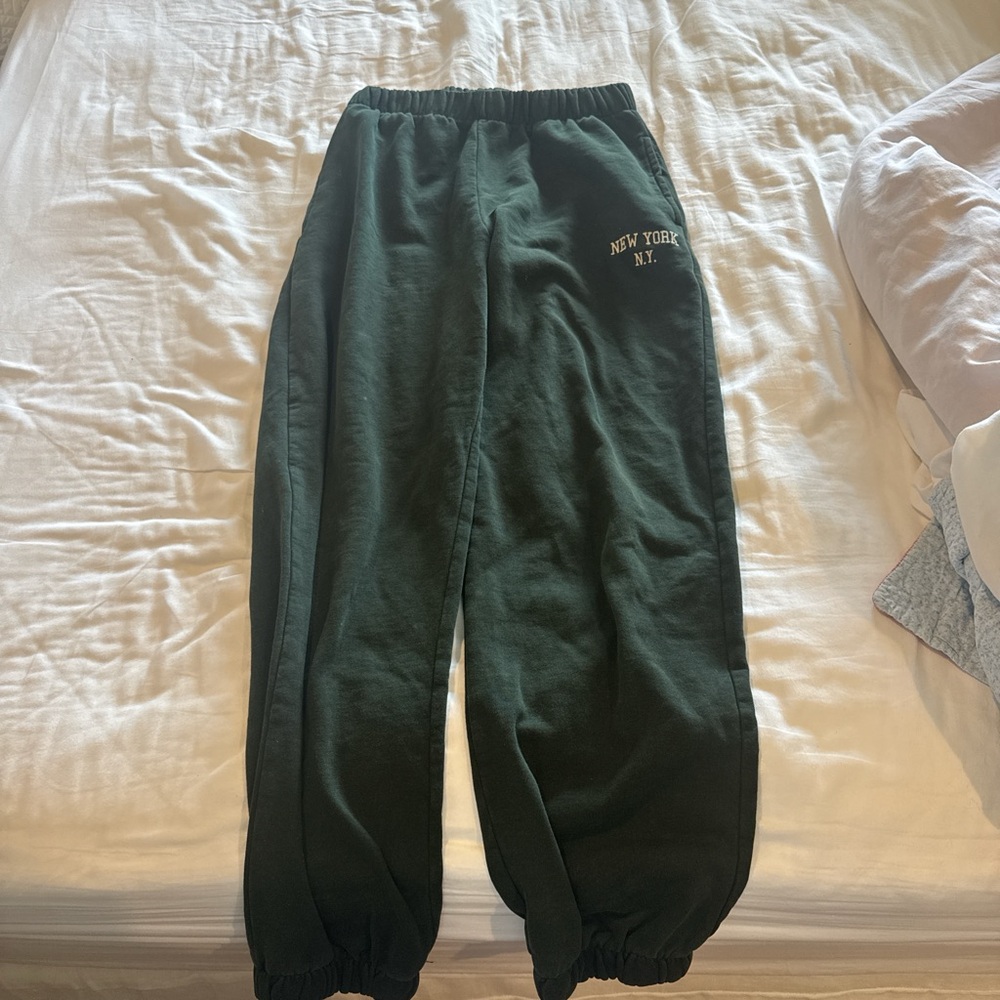 Brandy Melville Green Joggers with Elastic Waistband